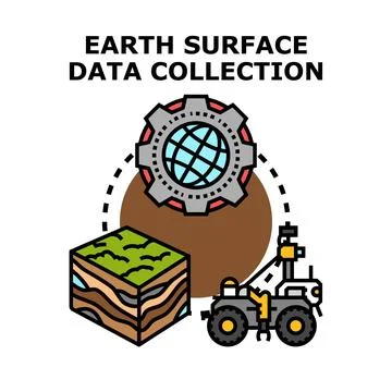 Earth surface data collecting using remote sensing equipment Stock Illustration