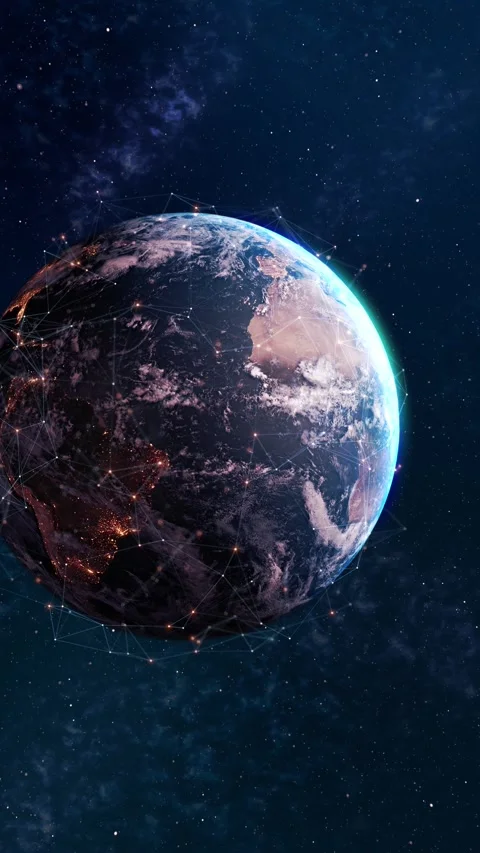 Earth surrounded by glowing data networks, global connectivity, technology Stock Footage 333960468
