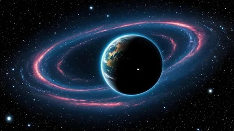 Earth surrounded by a ring of colored nebulae Stock-Footage 310310735