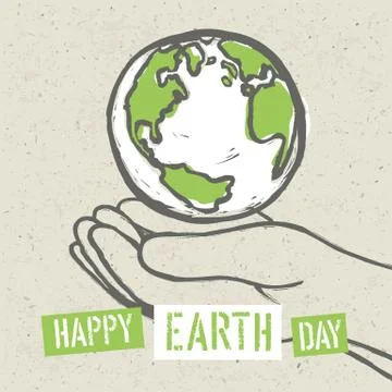Earth symbol in hands. Vector Ilustración de archivo