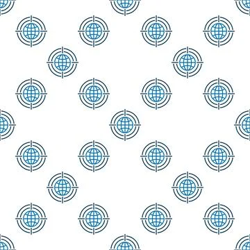 Earth in Target vector Multipolarity seamless pattern in thin line style Stock Illustration