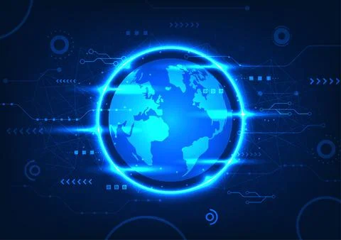 Earth technology background with circuits The technology of the world that .. Иллюстрация