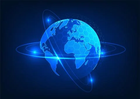 Earth technology background Refers to the Internet network system that cove.. Stockillustratie