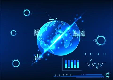 Earth technology background Refers to scanning to find information through .. Stock Illustration