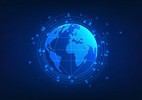 Earth Technology. Globes placed on connected lines can give people access t.. 스톡 일러스트