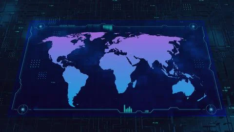 Earth Technology HUD UI Map Stock Illustration