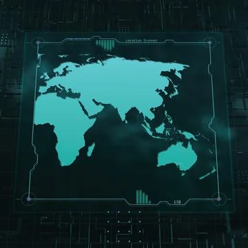 Earth Technology HUD UI Map Stock Illustration