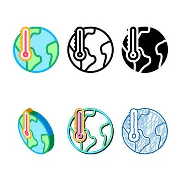 Earth temperature icon vector outline symbol concepts Stock Illustration