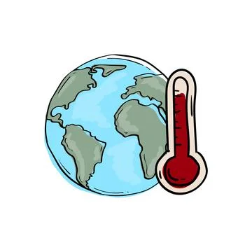 Earth temperature rising icon. The problem of global warming. Stock Illustration