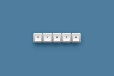 Earth text on a 3d keyboard button with shadow concept series 스톡 일러스트