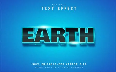 Earth text, blue gradient style text effect Stock Illustration