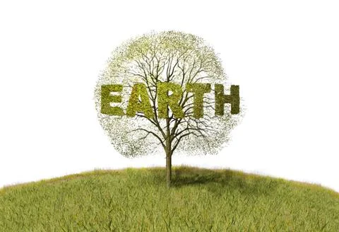 Earth text on tree Stock Illustration