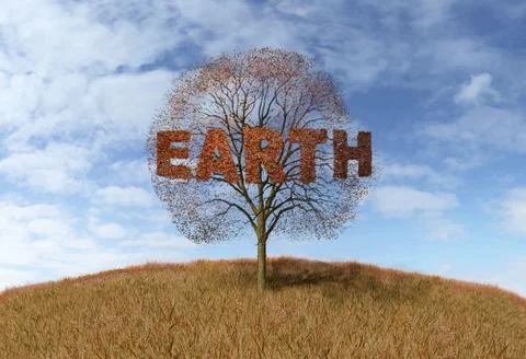 Earth text on a tree Stock-Illustration
