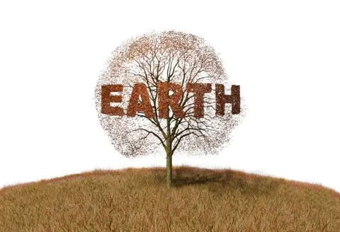 Earth text on a tree Stock Illustration