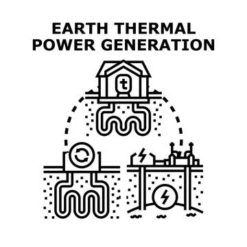 Earth thermal power generation system vector illustration Stock Illustration