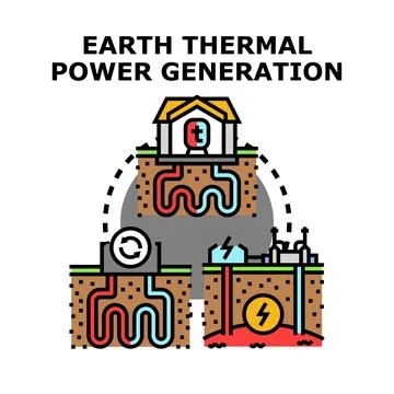 Earth thermal power generation system vector illustration Stock Illustration