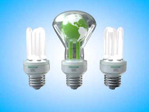 Earth three light bulb Stock Illustration