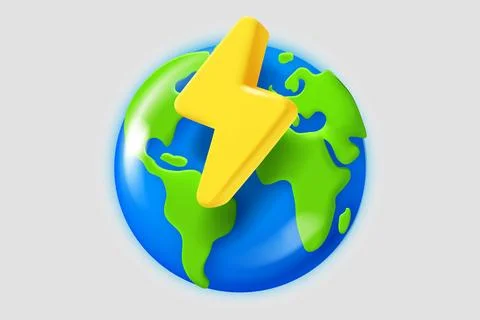 The Earth with thunderbolt. 3d vector illustration Stock Illustration