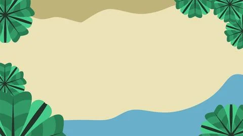 Earth tone background features green foliage and calm blue water, perfect f.. Stockillustratie