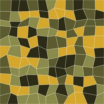 Earth tone mosaic pattern with olive green and ochre gold tiles for natural.. Stock Illustration