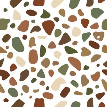 Earth tone seamless terrazzo pattern texture with organic brown and green s.. Stock Illustration