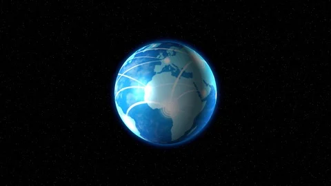 The earth with tracks rotates in space Video stock 128227796