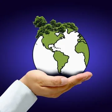 Earth with tree in hand Stock Photos