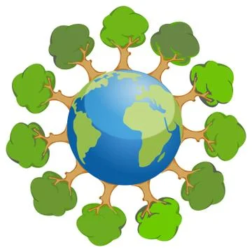 Earth with trees Stock Illustration