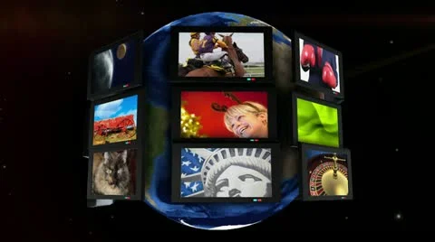 Earth on tv Stock Footage 12061986