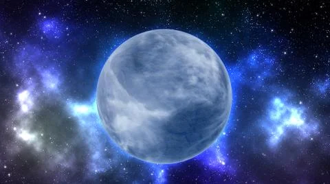 Earth type planet in outer space with nebula  full of stars 스톡 사진