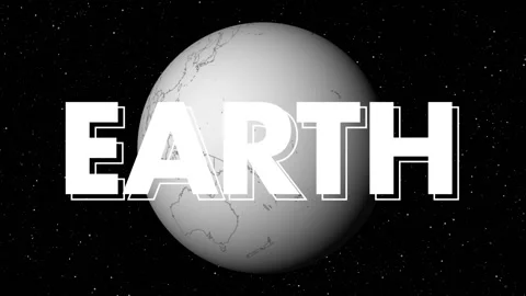 EARTH Typography with Globe Rotating in Dark Space Stock Footage 169369647