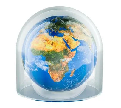 Earth under protective dome for ozone layer protection. 3D rendering 스톡 일러스트