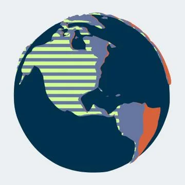 Earth with USA on foreground in abstract comic style Stock Illustration