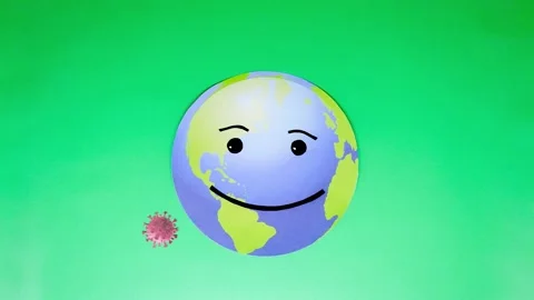 Earth using mask covid 19 corona on paper stop motion sad face Stock Footage 146196821