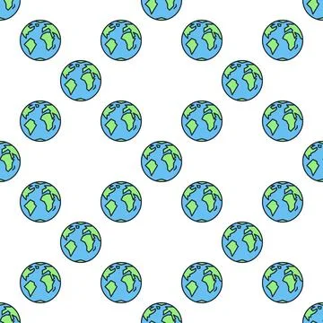 Earth vector creative blue seamless pattern 스톡 일러스트