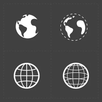 Earth vector icons set on dark background Stock Illustration