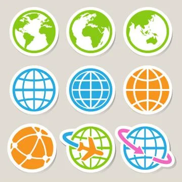 Earth vector icons set. Stock Illustration