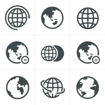 Earth vector icons set Illustrazione stock