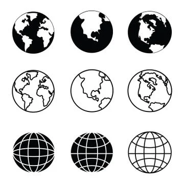Earth vector icons set Stock Illustration