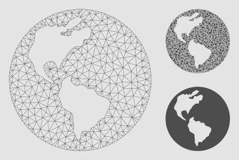 Earth Vector Mesh 2D Model and Triangle Mosaic Icon イラスト素材