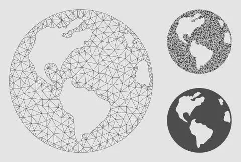 Earth Vector Mesh Carcass Model and Triangle Mosaic Icon Stockillustratie
