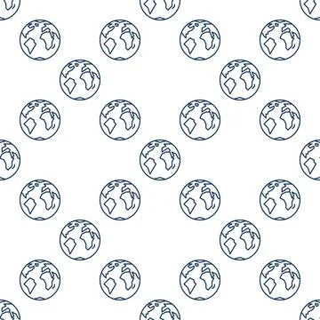 Earth vector minimal seamless pattern in thin line style Illustrazione stock