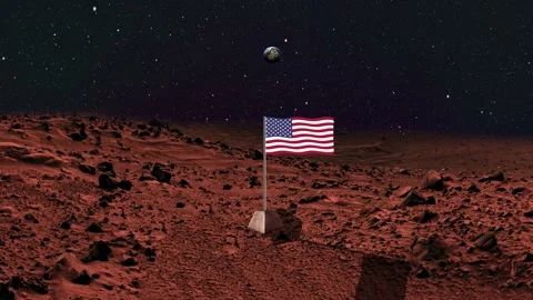 Earth view from Mars, American flag. Stock Footage 151450955