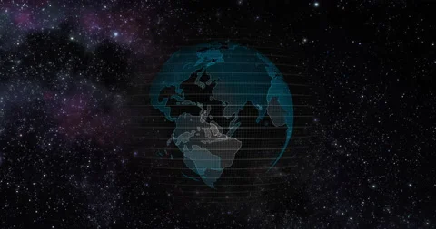 Earth View From Outer Space. Big data 3d Earth. Binary code surrounding globe Stock Footage 152885463