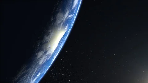 Earth. View from space. The camera approaches the Earth and rotates to the right Stock Footage 109455627