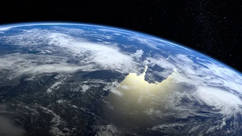 Earth. View from space. The camera approaches the Earth and rotates to the left Video stock 110702926