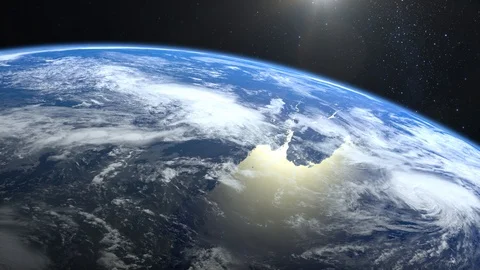 Earth. View from space. The camera approaches the Earth and rotates to the left Stock Footage 110702940
