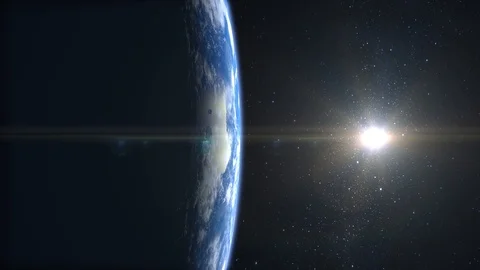 Earth. View from space. The camera is approaching Earth. Stars twinkle. 4K Stock-Footage 111152254