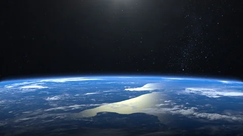 Earth. View from space. The camera flies away from the Earth. Stars twinkle. 4K Stock Footage 111532420