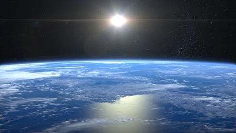 Earth. View from space. The camera flies away from the Earth. Stars twinkle. 4K 스톡 동영상 111914788